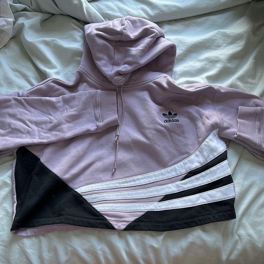 Purple Adidas Cropped Hoodie